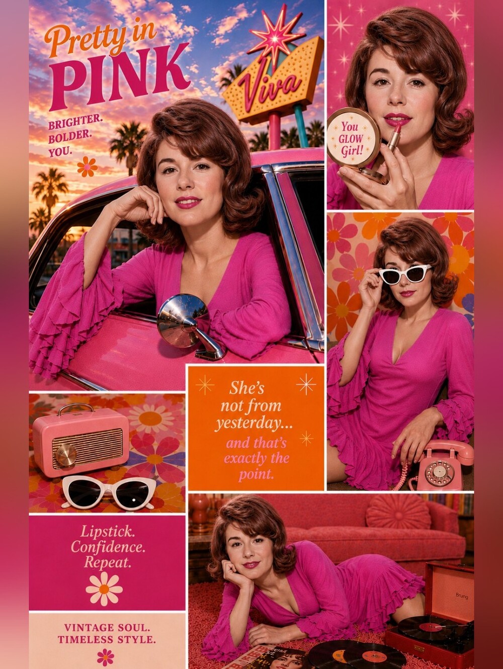 Daisy Collection - Hot Pink Ruffled V-Neck Bell Sleeve Dress